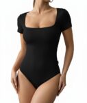 Closet T-Shirts – Body Poliamida Decote Quadrado Manga Curta Preto
