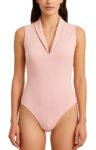 Closet T-Shirts – Body Poliamida Rosa Decote V Casual liso sem mangas