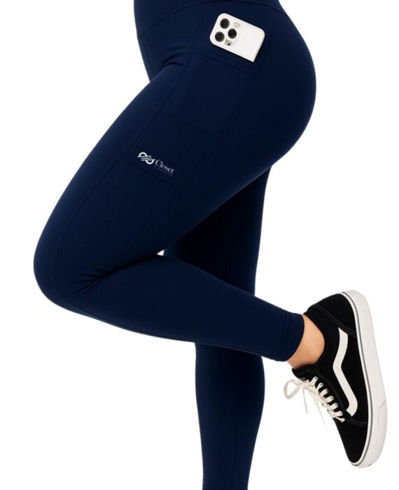 Closet T-Shirts - Legging Emana com Recortes e Bolso Lateral - Azul Marinho