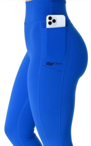 Closet T-Shirts - Legging Modeladora com Recortes e Bolso Lateral - Azul Marinho