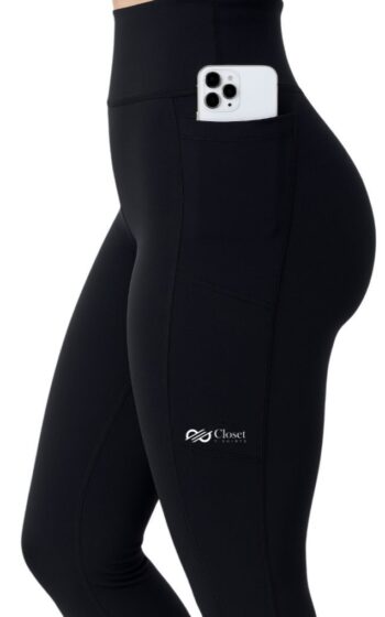 Closet T-Shirts - Legging Modeladora com Recortes e Bolso Lateral - Preta