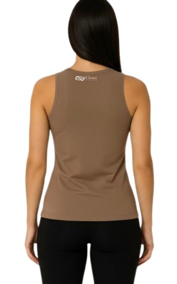 Closet T-Shirts - Regata Feminina Marrom Clara Casual Lisa