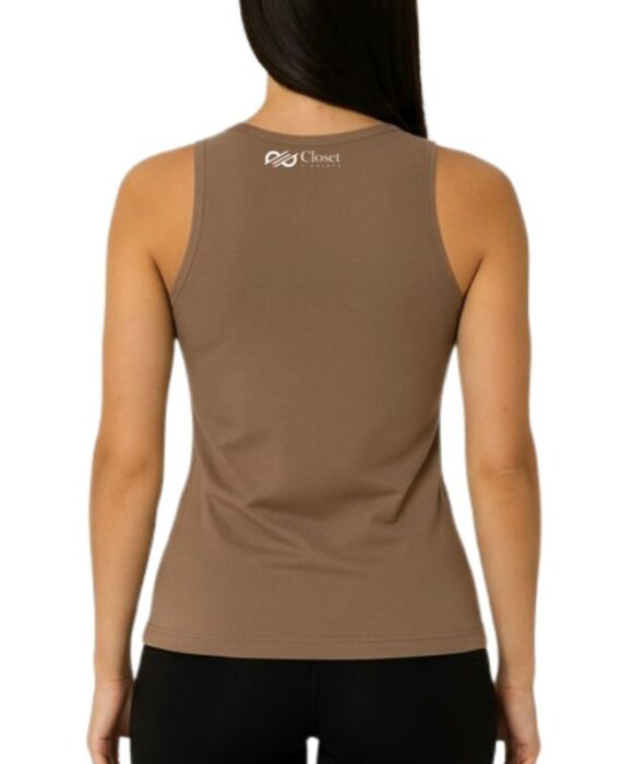 Closet T-Shirts - Regata Feminina Marrom Clara Casual Lisa