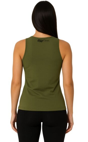 Closet T-Shirts - Regata Feminina Verde Militar Casual Lisa