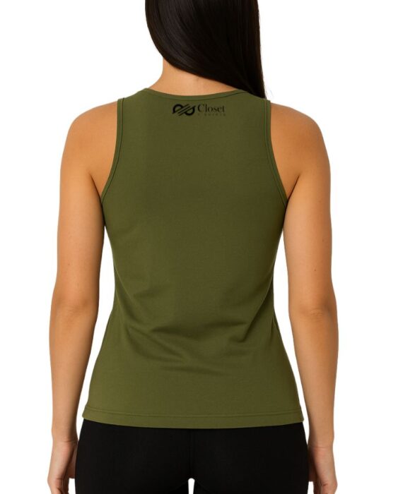 Closet T-Shirts - Regata Feminina Verde Militar Casual Lisa