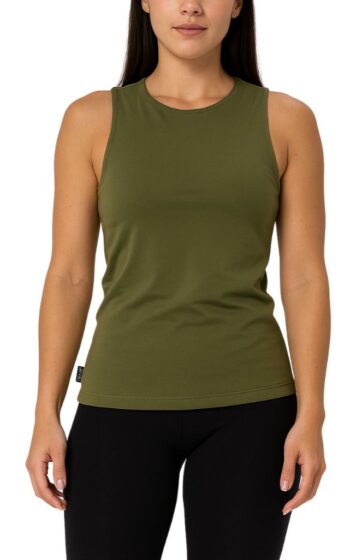 Closet T-Shirts - Regata Feminina Verde Militar Casual Lisa
